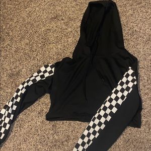 Checkered cropped hoodie